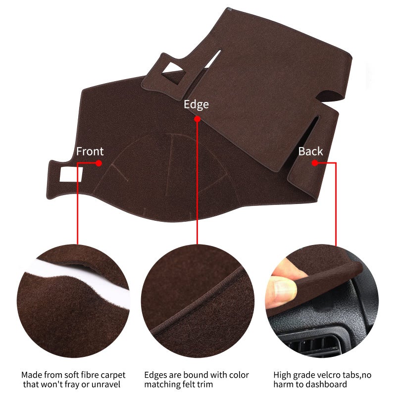 HanLanKa Dashboard Cover Dash Mat Compatible with 2007-2014 Chevy Chevrolet Tahoe Suburban,2007-13 Chevy Avalanche Silverado 1500 2500 3500 LTZ/GMC Sierra SLT Denali,2007-14 GMC Yukon XL (Brown) - Image 4